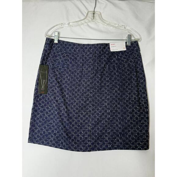 DALIA COLLECTION Womens Navy patterned modern fit skirt size 10 NWT Preppy - Picture 2 of 5